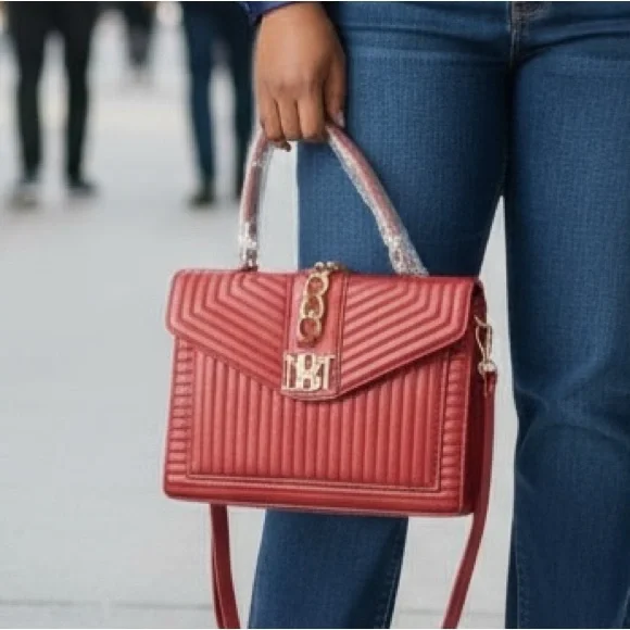 Badgley Mischka Quilted Wine Red Medium Crossbody Tote New NWT Retail:$179 - Picture 11 of 11